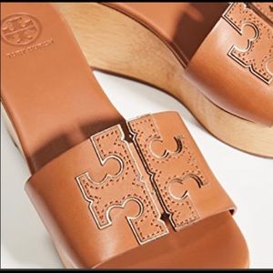 Tory Burch wood and leather sandals